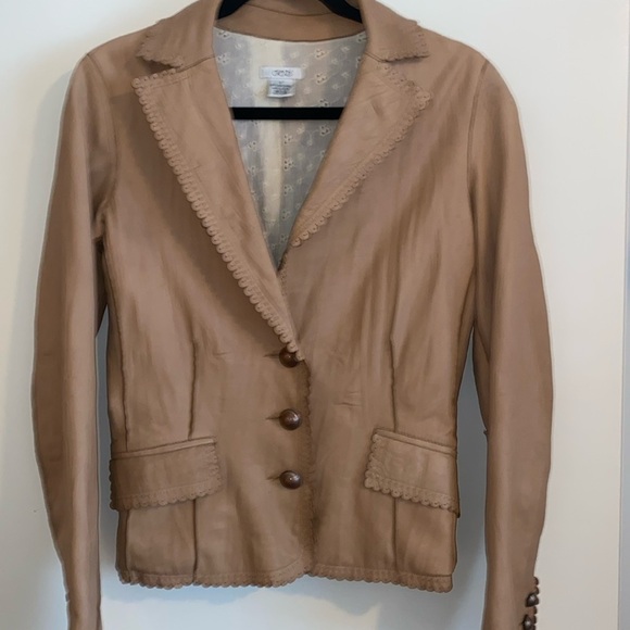 Cache Lamb Leather Blazer vintage sz 6 - Picture 2 of 13